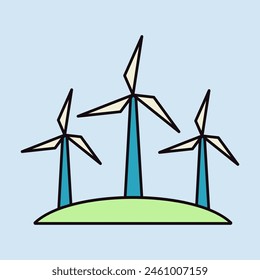 Icono plano de molino de viento. Señal de agricultura. Símbolo gráfico para el diseño de su Sitio web, logotipo, App, UI. Ilustración vectorial, EPS10.