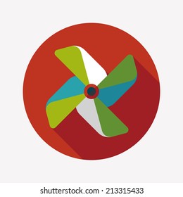 Windmill flat icon with long shadow