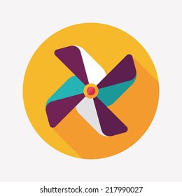 Windmill flat icon with long shadow