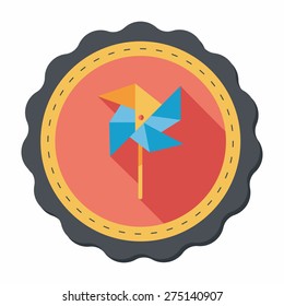 Windmill flat icon with long shadow