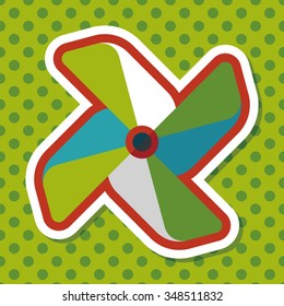 Windmill flat icon with long shadow