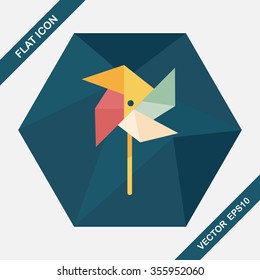 Windmill flat icon with long shadow