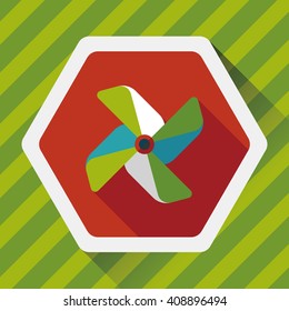 Windmill flat icon with long shadow