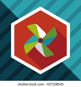 Windmill flat icon with long shadow