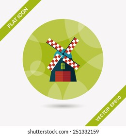 windmill flat icon with long shadow,eps10