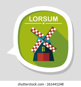 windmill flat icon with long shadow,eps10