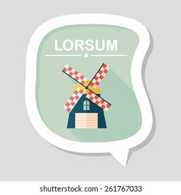 windmill flat icon with long shadow,eps10