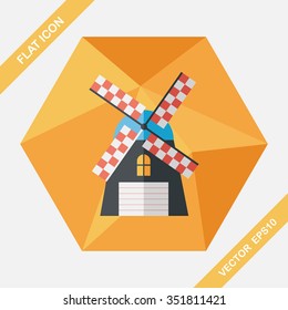 windmill flat icon with long shadow,eps10