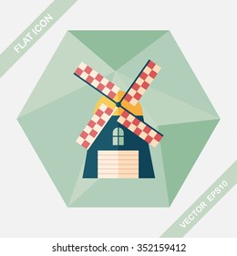 windmill flat icon with long shadow,eps10