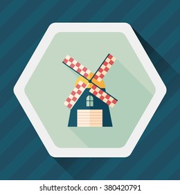 windmill flat icon with long shadow,eps10