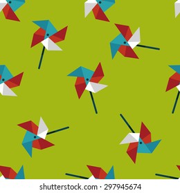 Windmill flat icon seamless pattern background