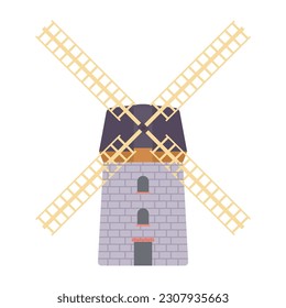 Windmill Flat Illustration. Clean Icon Design Element on Isolated White Background