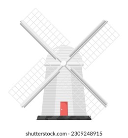 Windmill Flat Illustration. Clean Icon Design Element on Isolated White Background