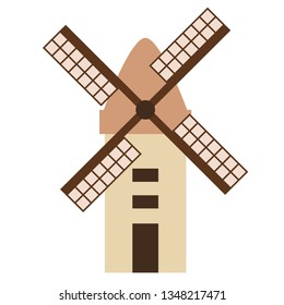 Windmill flat illustration on white