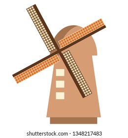 Windmill flat illustration on white