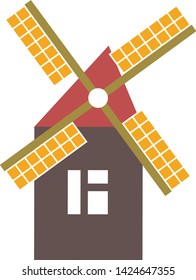 Windmill flat illustration on white