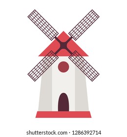 Windmill  in flat style. Vector illustration.