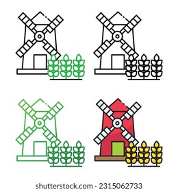 Mehl-Icon-Design in vier verschiedenen Farben