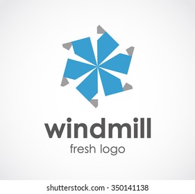 Windmill of fresh circular abstract vector and logo design or template technology energy business icon of company identity symbol concept
