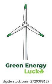 Windmill generating clean power, symbol of renewable energy and good fortune, eco-friendly illustration