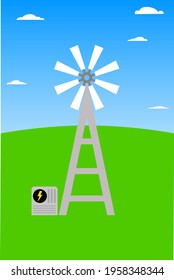 Molino de viento para generar electricidad con subestación
