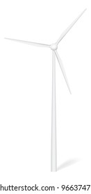 windmill generator with shadow isolated on white background