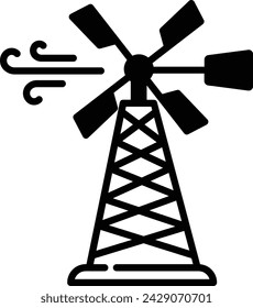 Windmill glyph and line vector illustration