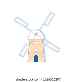 windmill in Greek style vector illustration on white