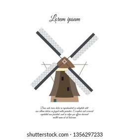 Windmill in Holland color vector icon, sign, symbol