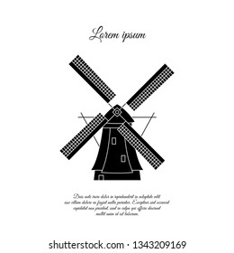 Windmill in Holland vector icon, sign, symbol