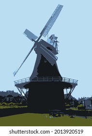 Windmill holland vector illustration art