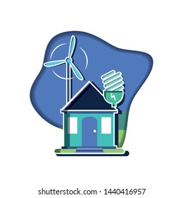 windmill with home facade and light bulb