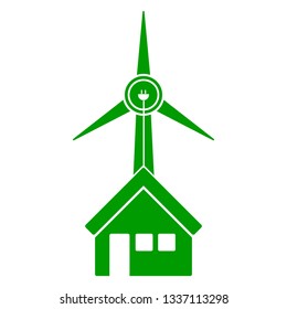 Windmill in a house icon. Vector illustration design