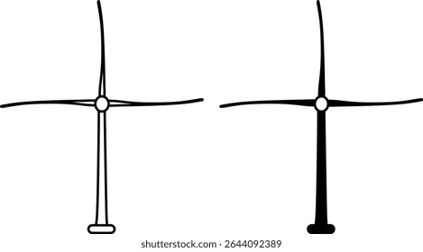 Windmill Icon in Black – Flat Design Symbol for Agriculture, Energy, and Traditional Technology