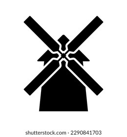 Windmill icon. Black silhouette. Front view. Vector simple flat graphic illustration. Isolated object on a white background. Isolate.