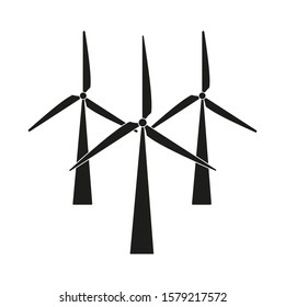 Windmill icon. Black wind generator icon isolated on white background. Alternative wind energy. The energy of the future. Let's save the planet concept. Renewable energy