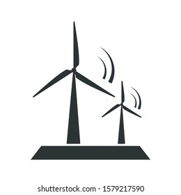 Windmill icon. Black wind generator icon isolated on white background. Alternative wind energy. The energy of the future. Let's save the planet concept. Renewable energy