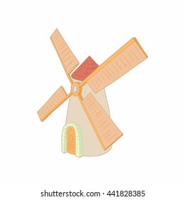 Windmill icon in cartoon style on a white background