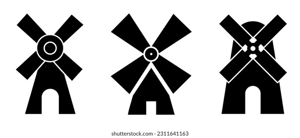 Windmill icon collection. Vector illustration.