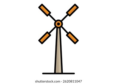 Windmill icon. colored outline icon style. icon related to traditional source of power on farms. agriculture elements vector illustration