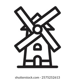 Windmill icon. Editable line icon. Vector illustration