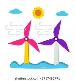 Un ícono de molino de viento, Vector editable