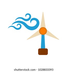 Windmill Icon. Energy label for Web on white background. Flat Vector Illustration.