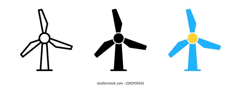 Windmill icon. Environmentally friendly source of energy. Wind force transferred to energy. Cleanliness, ecology, economy. Vector sign in a simple style isolated on a white background.