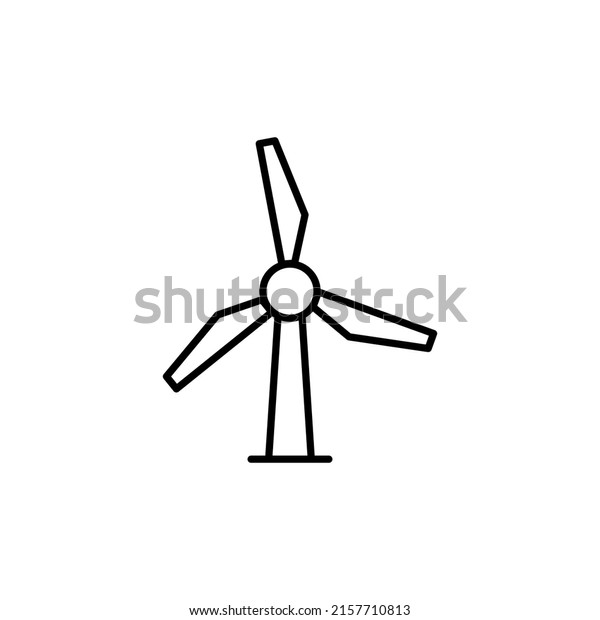 Windmill icon. Environmentally friendly\
source of energy. Wind force transferred to energy. Cleanliness,\
ecology, economy. Vector sign in a simple style isolated on a white\
background.