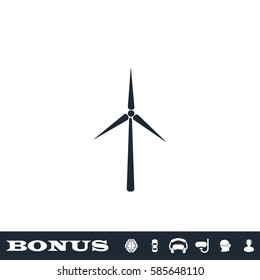 Windmill icon flat. Black pictogram on white background. Vector illustration symbol and bonus button