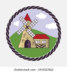Windmill icon. Flat design style vector illustration