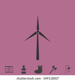 Windmill icon flat. Simple vector grey pictogram and bonus symbol