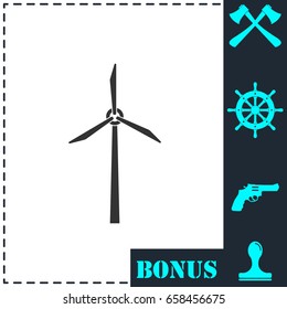 Windmill icon flat. Simple vector symbol and bonus icon