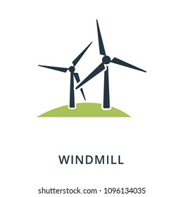 Windmill icon. Flat style icon design. UI. Illustration of windmill icon. Pictogram isolated on white. Ready to use in web design, apps, software, print